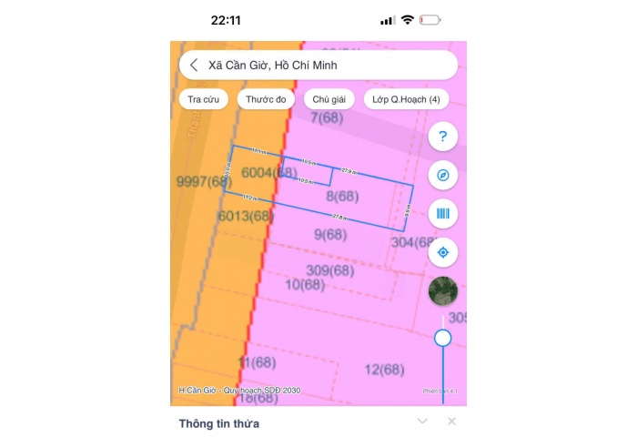 MẶT TIỀN ĐƯỜNG THẠNH THỚI XÃ CẦN GIỜ CÁCH GA METRO 1KM. GIÁ 69TR/M2