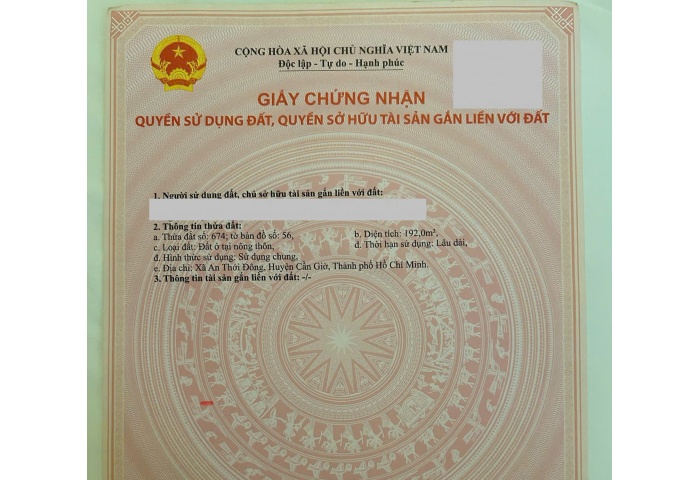 NHÀ CẤP 4 XÃ AN THỚI ĐÔNG CẦN GIỜ 15TR/M2